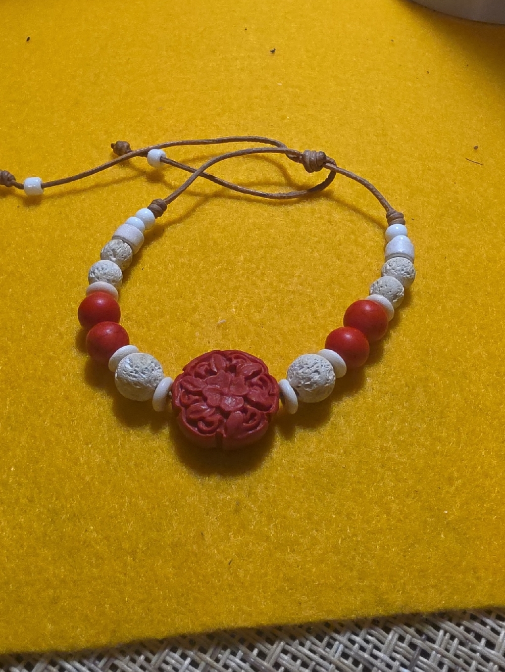 Handcrafted Red Floral Bead Bracelet - Women Jewelry